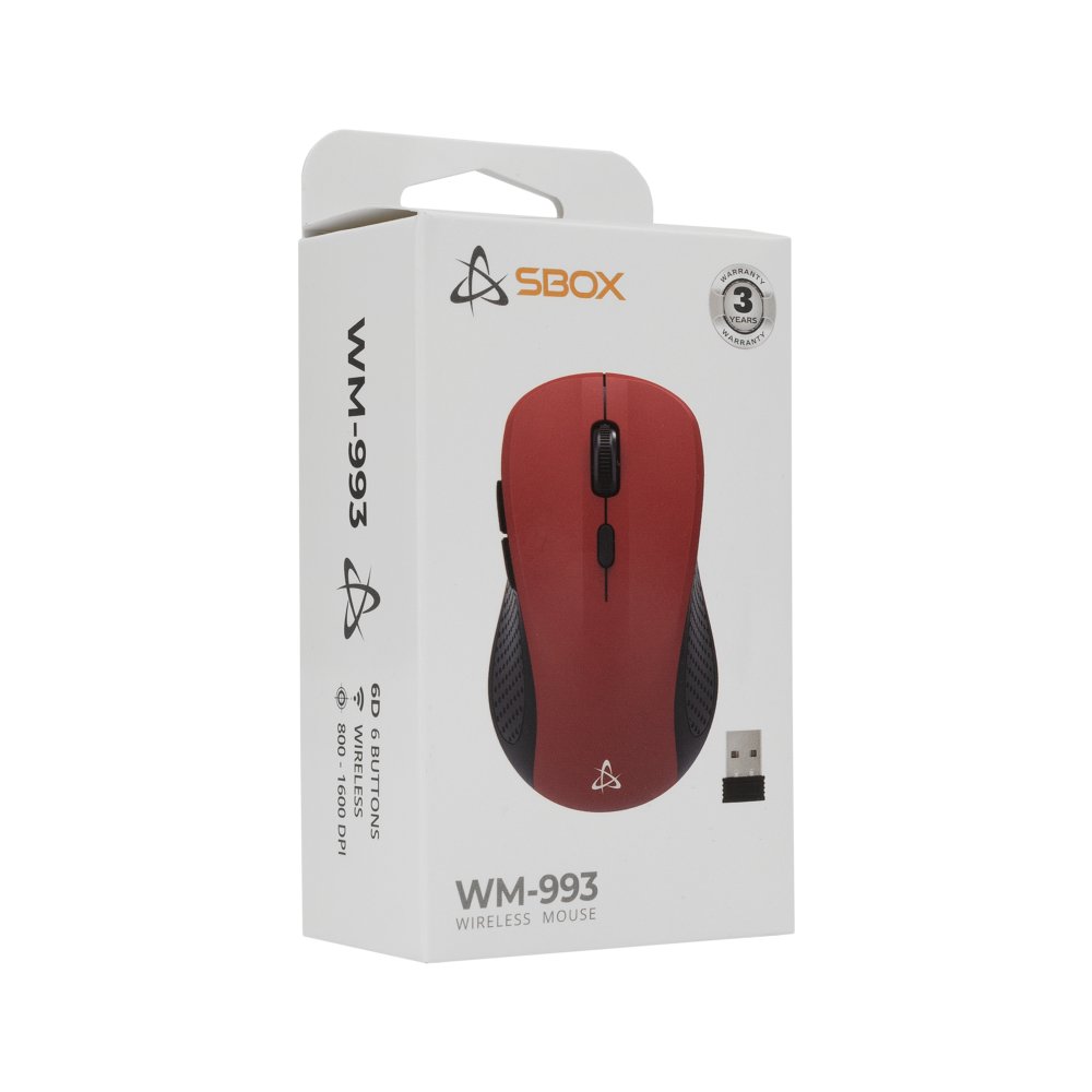 SBOX WM-993R | Draadloze Muis | Rechtshandig | RF | 1600 DPI | Rood – 5 SBOX WM-993R | Draadloze Muis | Rechtshandig | RF | 1600 DPI | Rood – 5