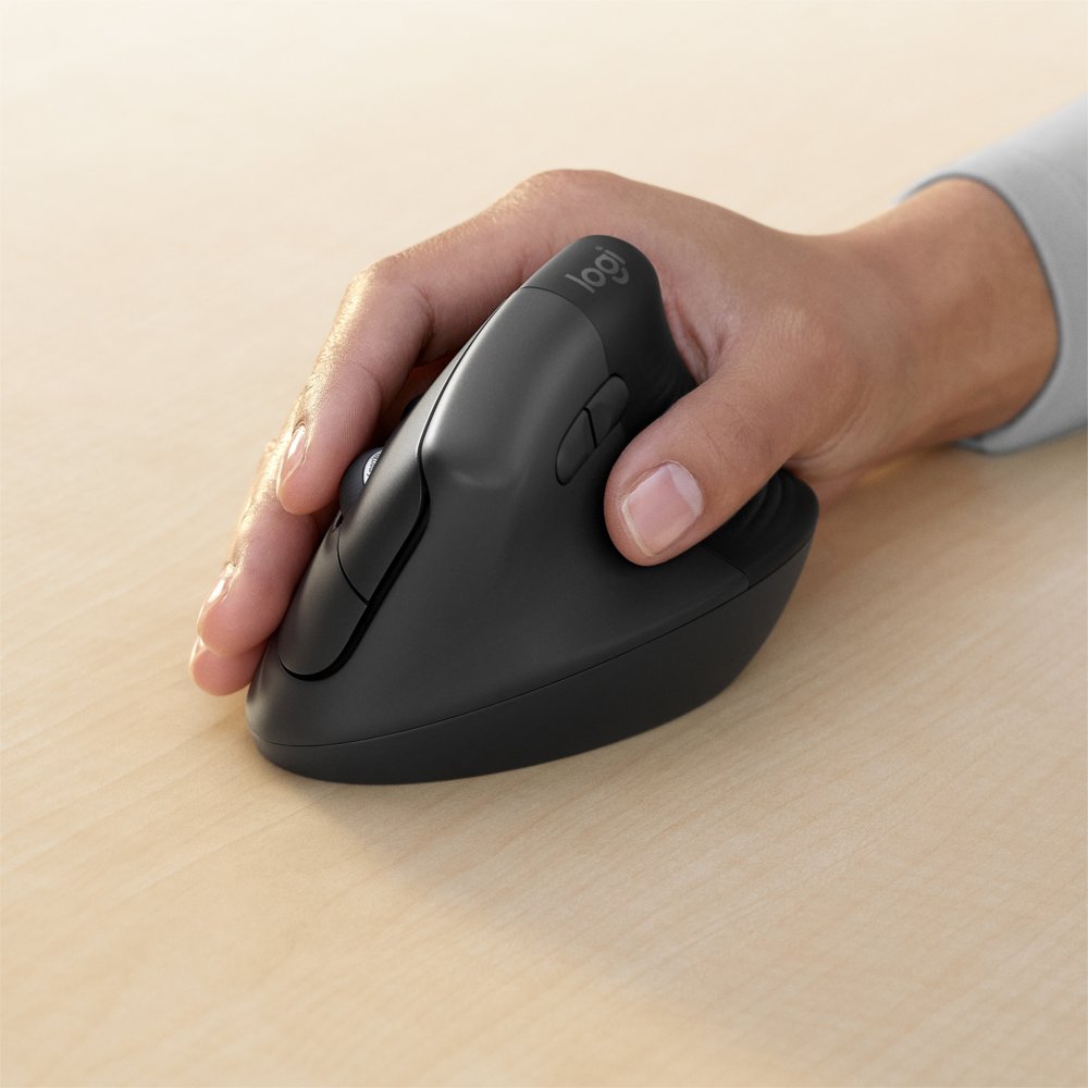 Logitech Lift for Business | Ergonomische Draadloze Muis | Rechtshandig | RF + Bluetooth | 4000 DPI | Grafiet – 3