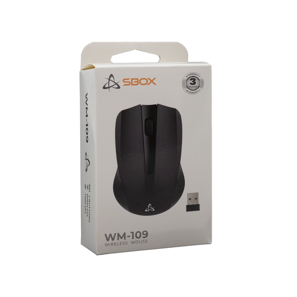 SBOX WM-109 Black | Draadloze Muis | Links- en Rechtshandig | RF | 1000 DPI | Zwart – 5