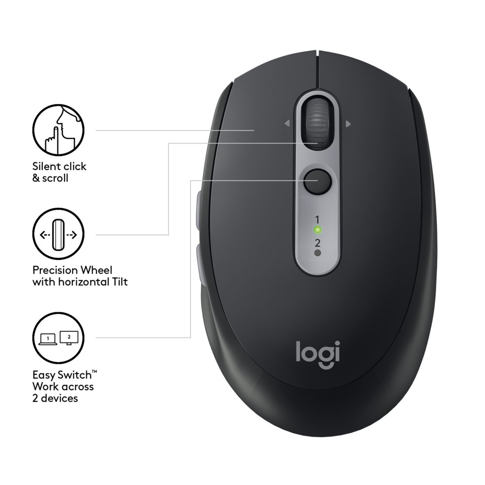 Logitech M590 Multi-Device Silent | Draadloze Muis | Rechtshandig | RF + Bluetooth | 1000 DPI | Zwart – 3 Logitech M590 Multi-Device Silent | Draadloze Muis | Rechtshandig | RF + Bluetooth | 1000 DPI | Zwart – 3