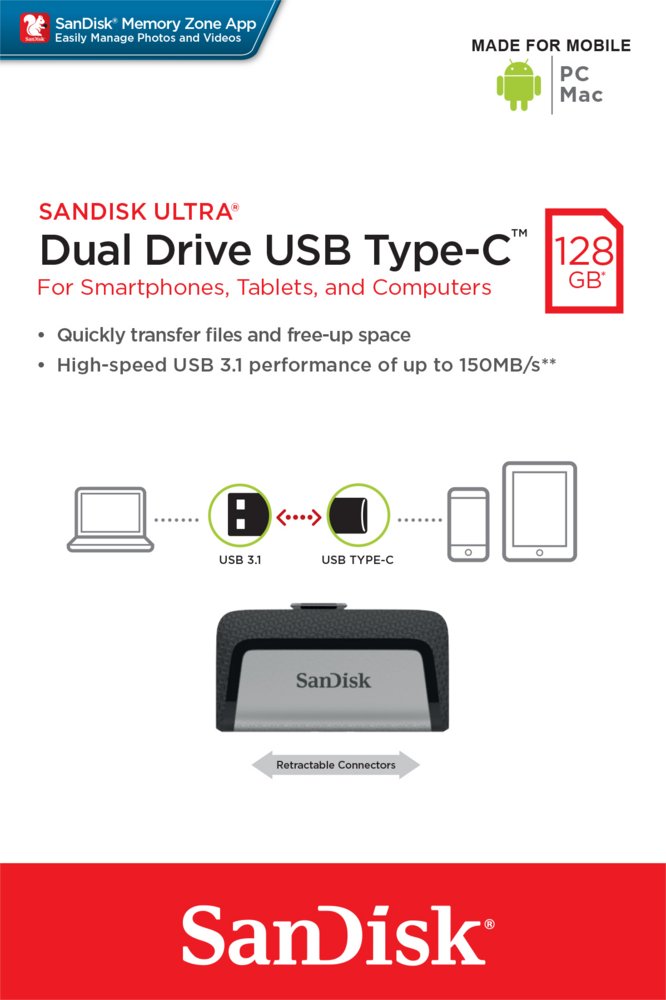 SanDisk Ultra Dual Drive USB Type-C USB flash drive 128 GB USB Type-A / USB Type-C 3.2 Gen 1 (3.1 Gen 1) Zwart, Zilver – 6