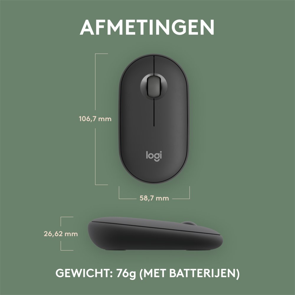 Logitech Pebble 2 M350s | Draadloze Muis | Links- en Rechtshandig | RF + Bluetooth | 4000 DPI | Grafiet – 7