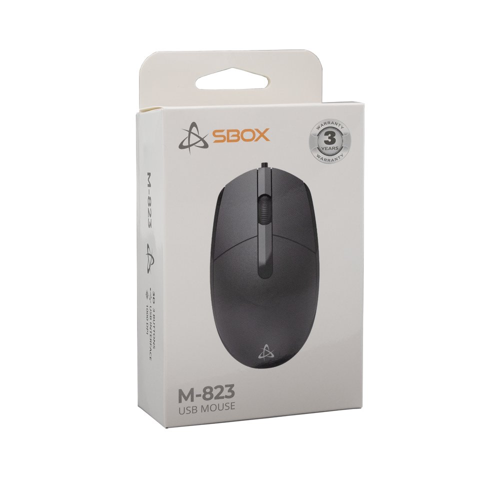 SBOX M-823B | Bedrade Muis Zwart | 1000 DPI | USB | Retail – 4