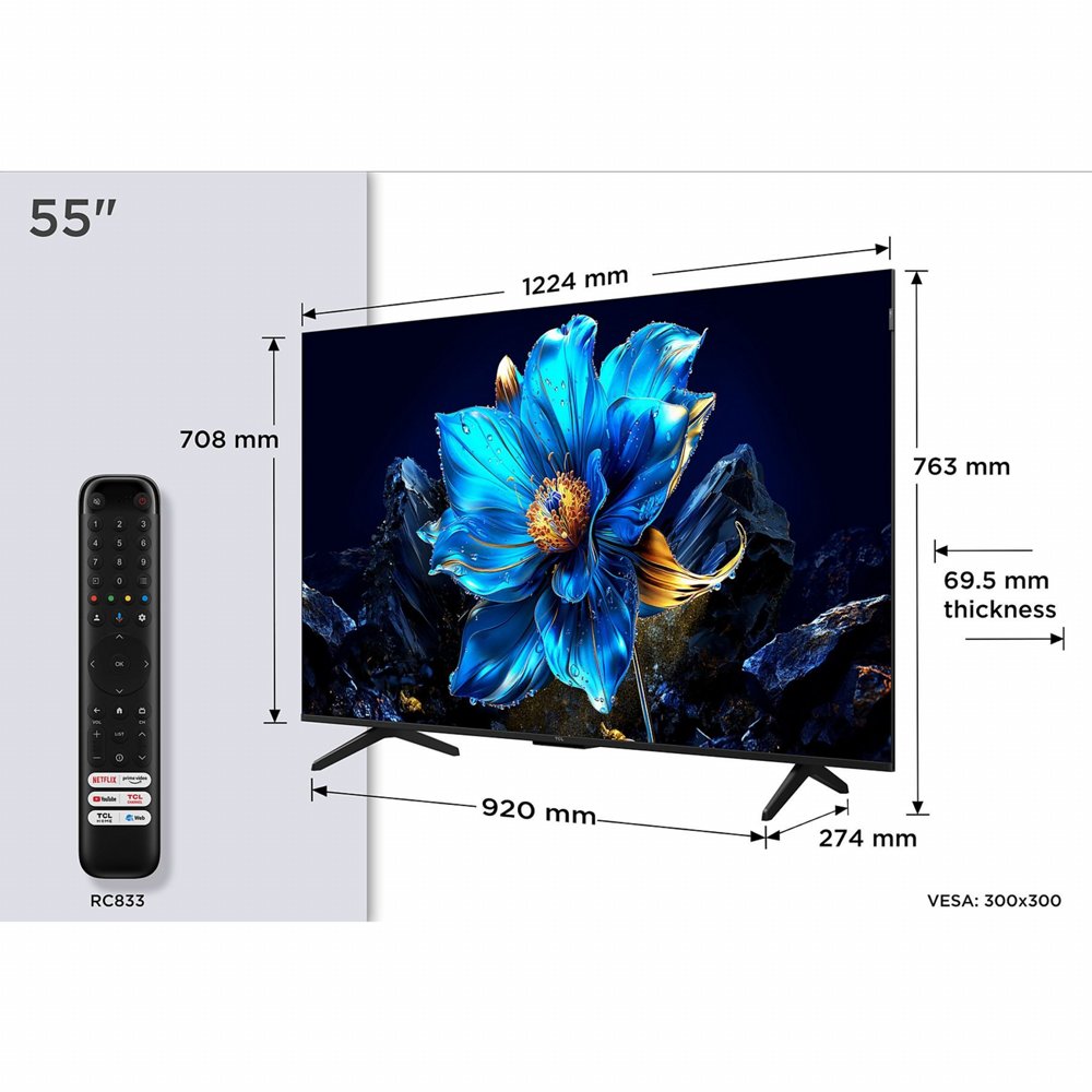 TCL 55T69C | 55” Ultra HD 4K | QLED Smart TV | Google TV | Dolby Vision | HDMI 2.1 | 60Hz – 1