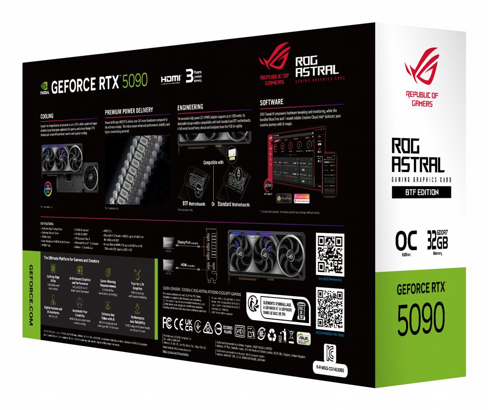 ASUS ROG Astral GeForce RTX 5090 O32G BTF Gaming | 32 GB GDDR7 VRAM | 4K Gaming & AI | Videokaart | GPU | Nvidia – 2