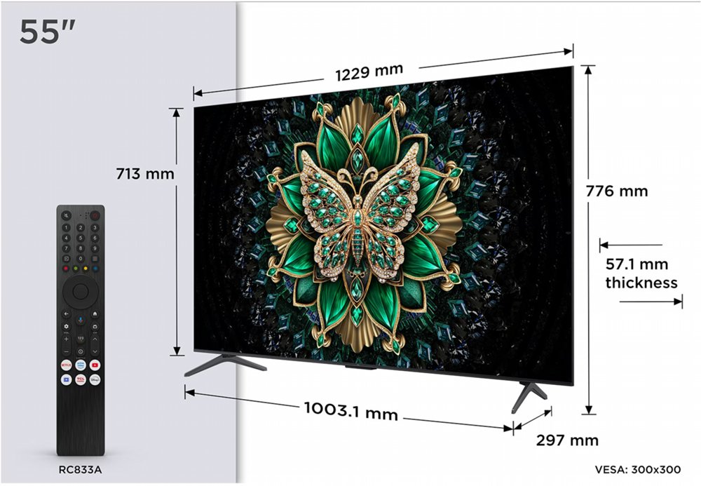 TCL 55C61K | 55″ 4K Ultra HD QD-Mini LED Smart TV | Google TV | Dolby Vision IQ | 144Hz (2025) – 1