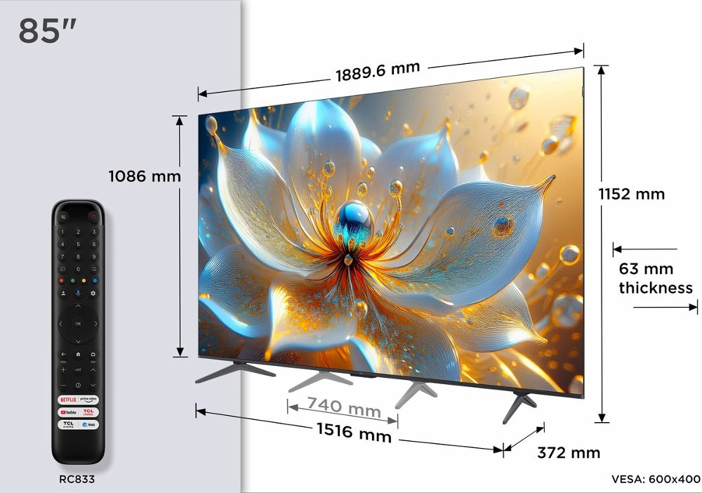 TCL 85T8C | 85″ 4K Ultra HD QD-MiniLED | 144Hz | Google TV | Dolby Vision | HDMI 2.1 | Smart TV – 2