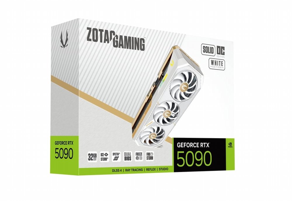 ZOTAC GAMING RTX 5090 SOLID OC | 32 GB GDDR7 VRAM | 4K Gaming & AI | Videokaart | GPU | Nvidia | White Edition – 1